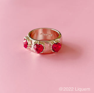 Liquem / Heart studs ring (red)