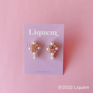 Liquem / Mini deformed cross earrings (Lt rose)
